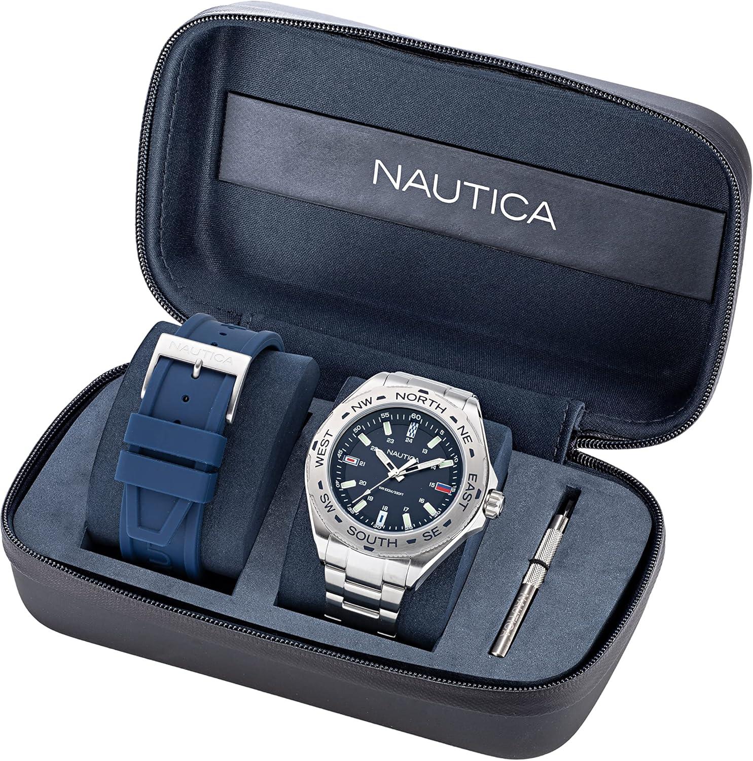 imageNautica Mens Clearwater Beach WatchSilverBlueSilver
