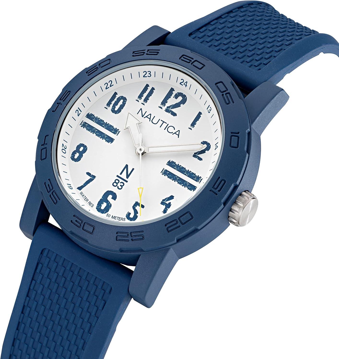 imageNautica Mens N83 Everyday WatchBlueWhiteBlue