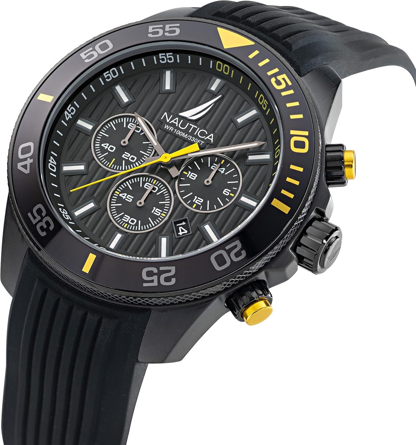 imageNautica Mens NAPNOS302 Nautica One Black Silicone Strap Watch
