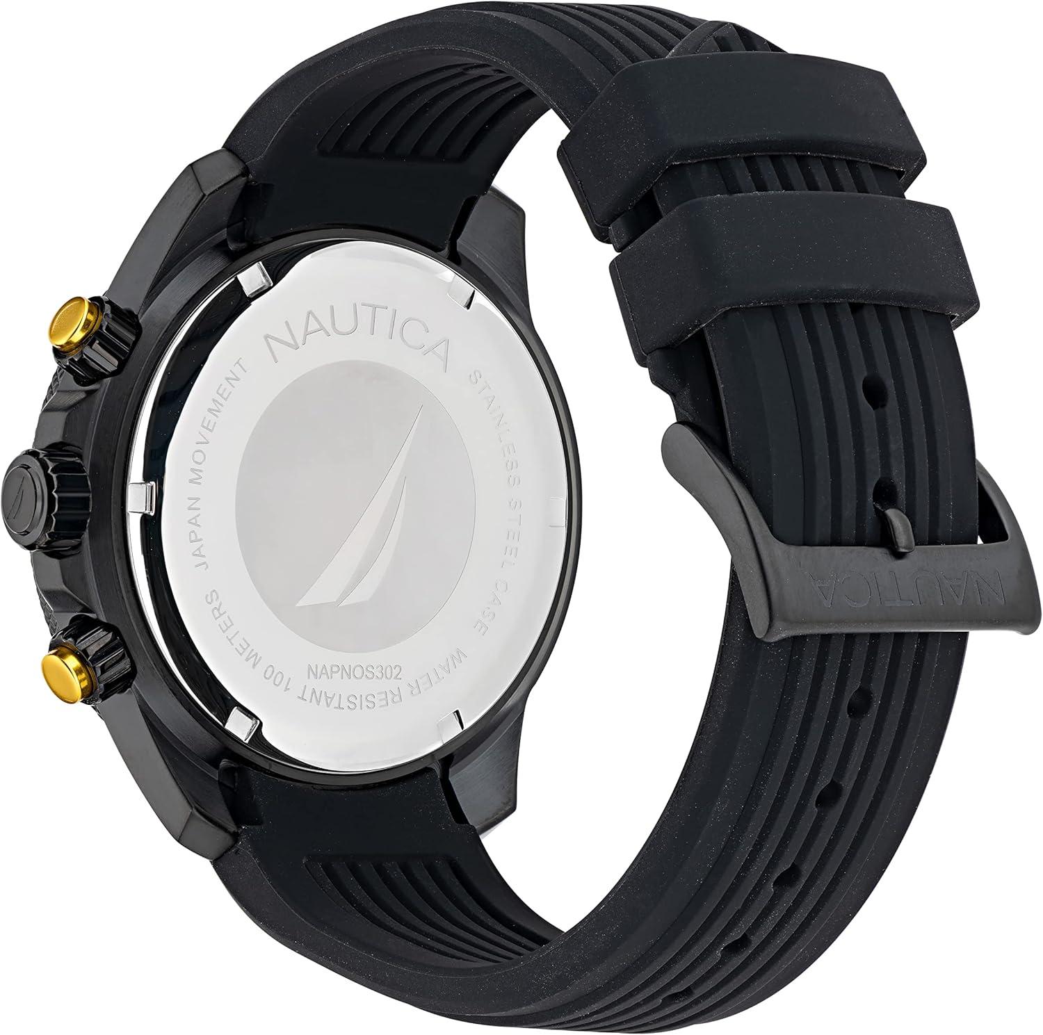 imageNautica Mens NAPNOS302 Nautica One Black Silicone Strap Watch