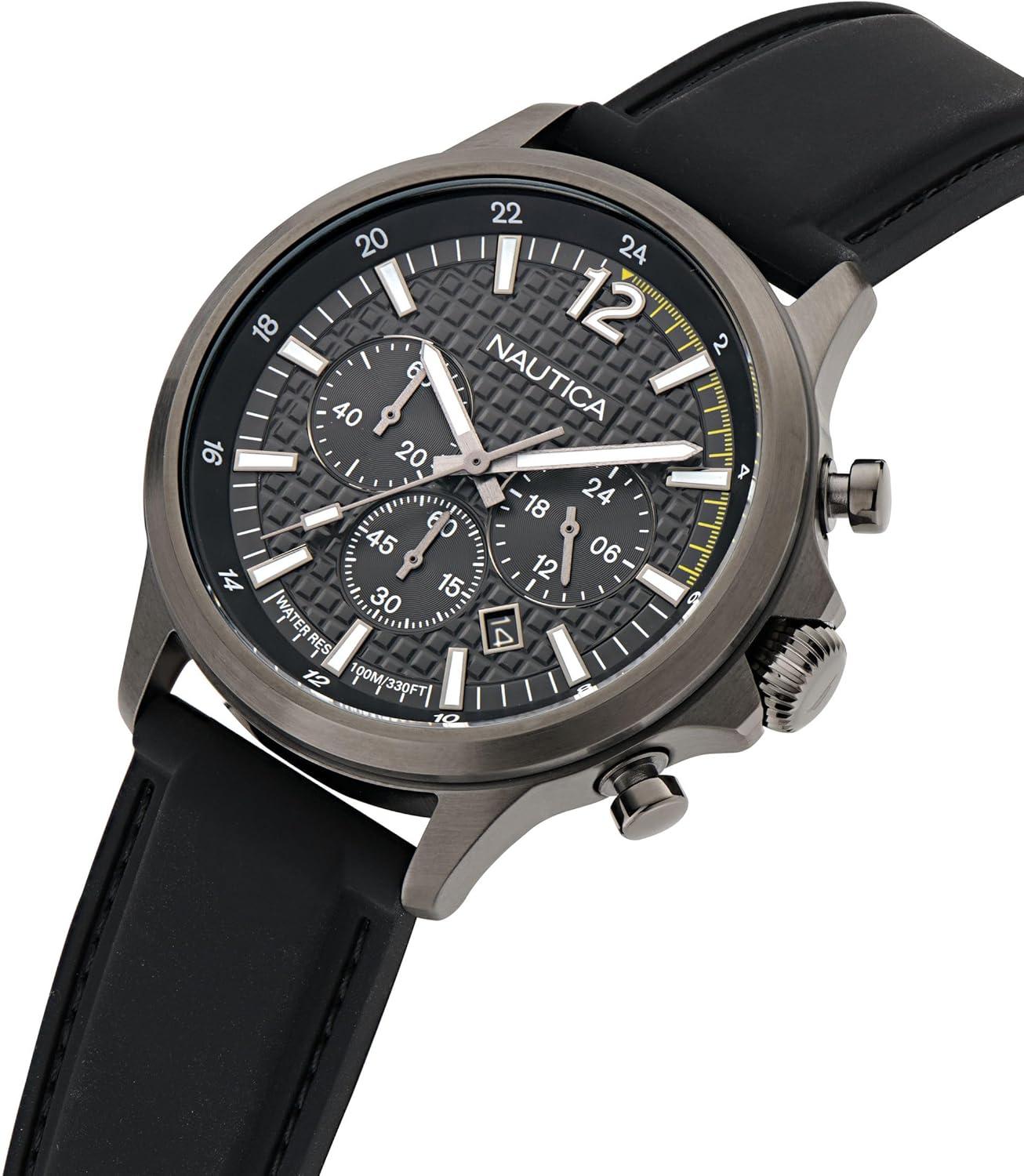 imageNautica Mens NCT Blue Ocean Chronograph WatchBlackBlackGray