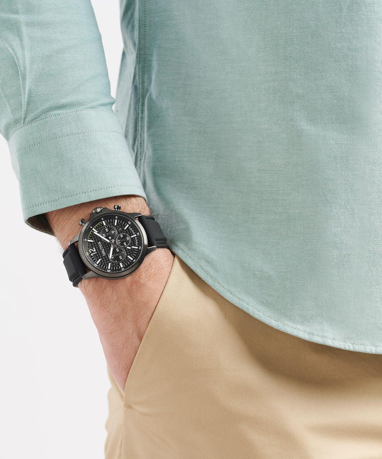 imageNautica Mens NCT Blue Ocean Chronograph WatchBlackBlackGray