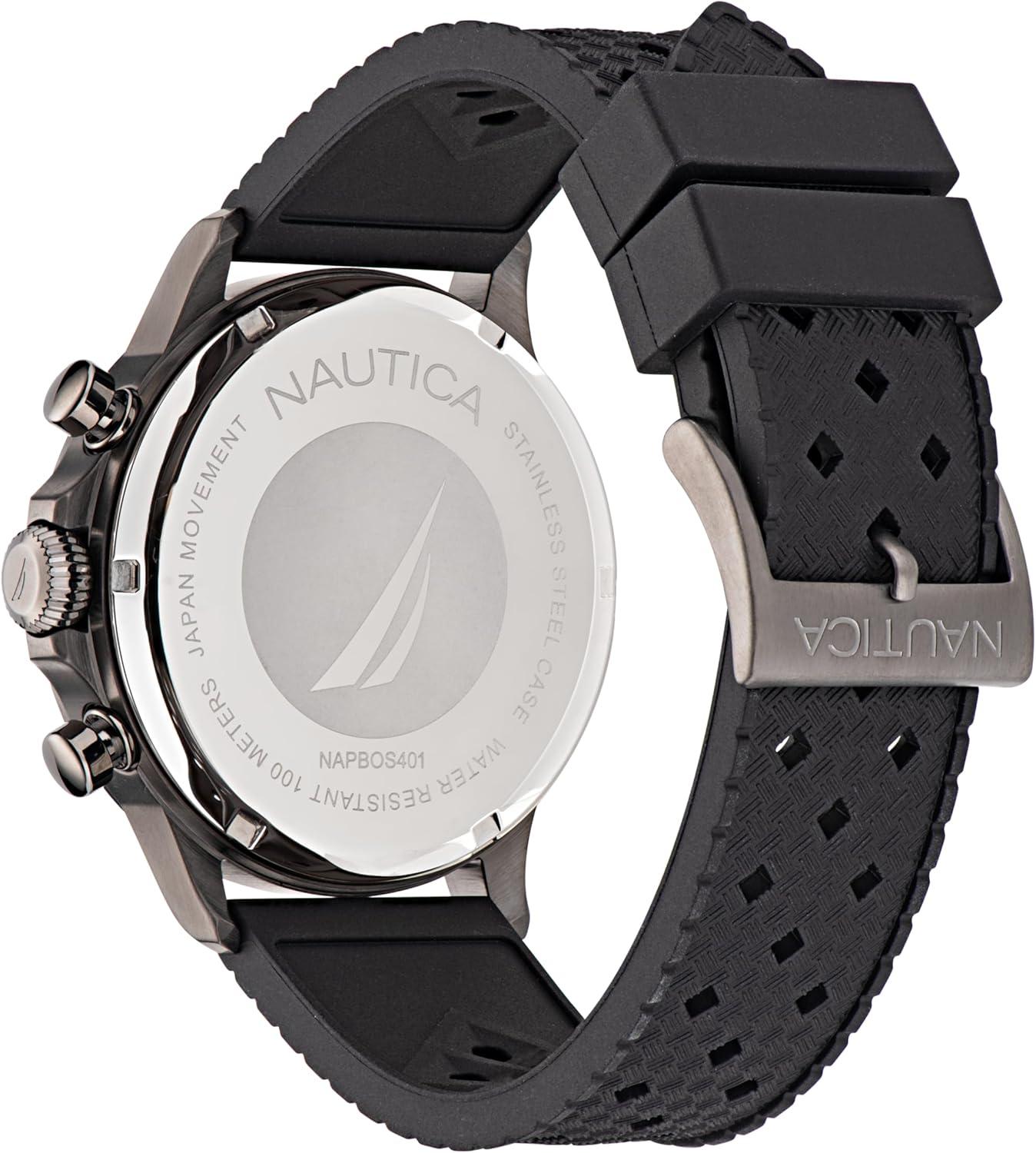 imageNautica Mens NCT Blue Ocean Chronograph WatchBlackBlackGunmetal