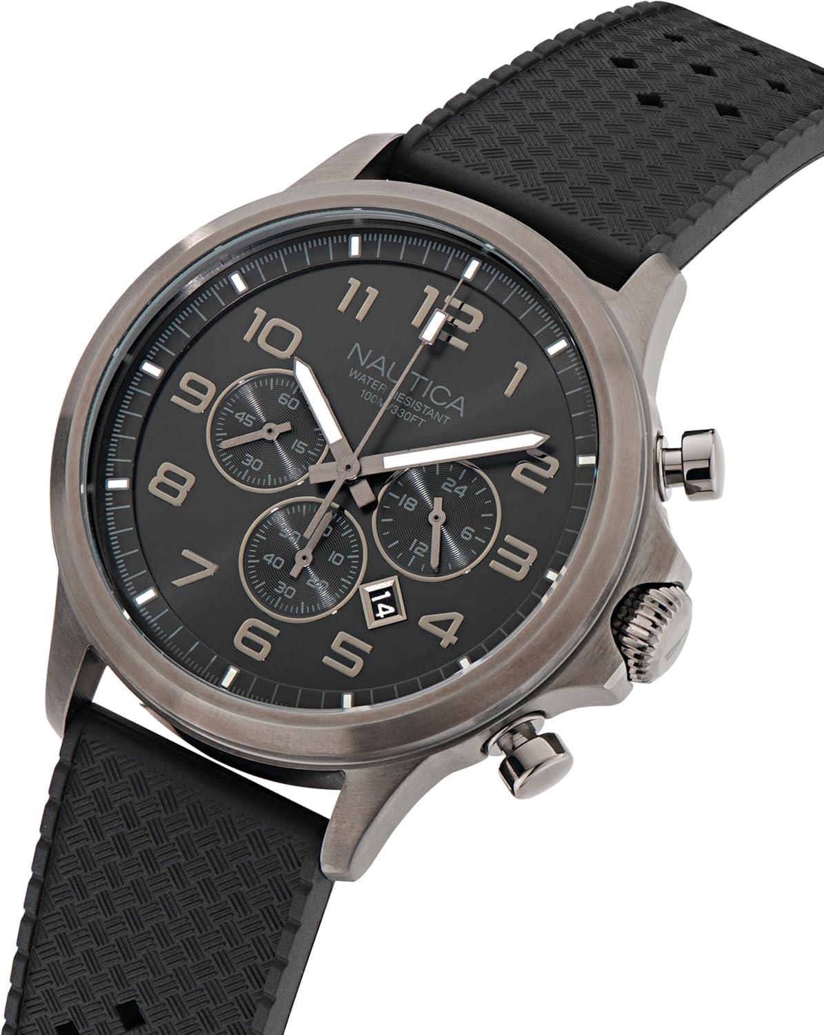 imageNautica Mens NCT Blue Ocean Chronograph WatchBlackBlackGunmetal