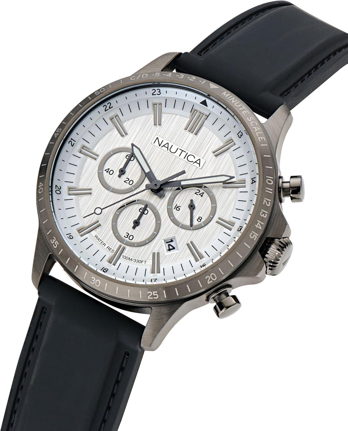 imageNautica Mens NCT Blue Ocean Chronograph WatchBlackSilverGunmetal