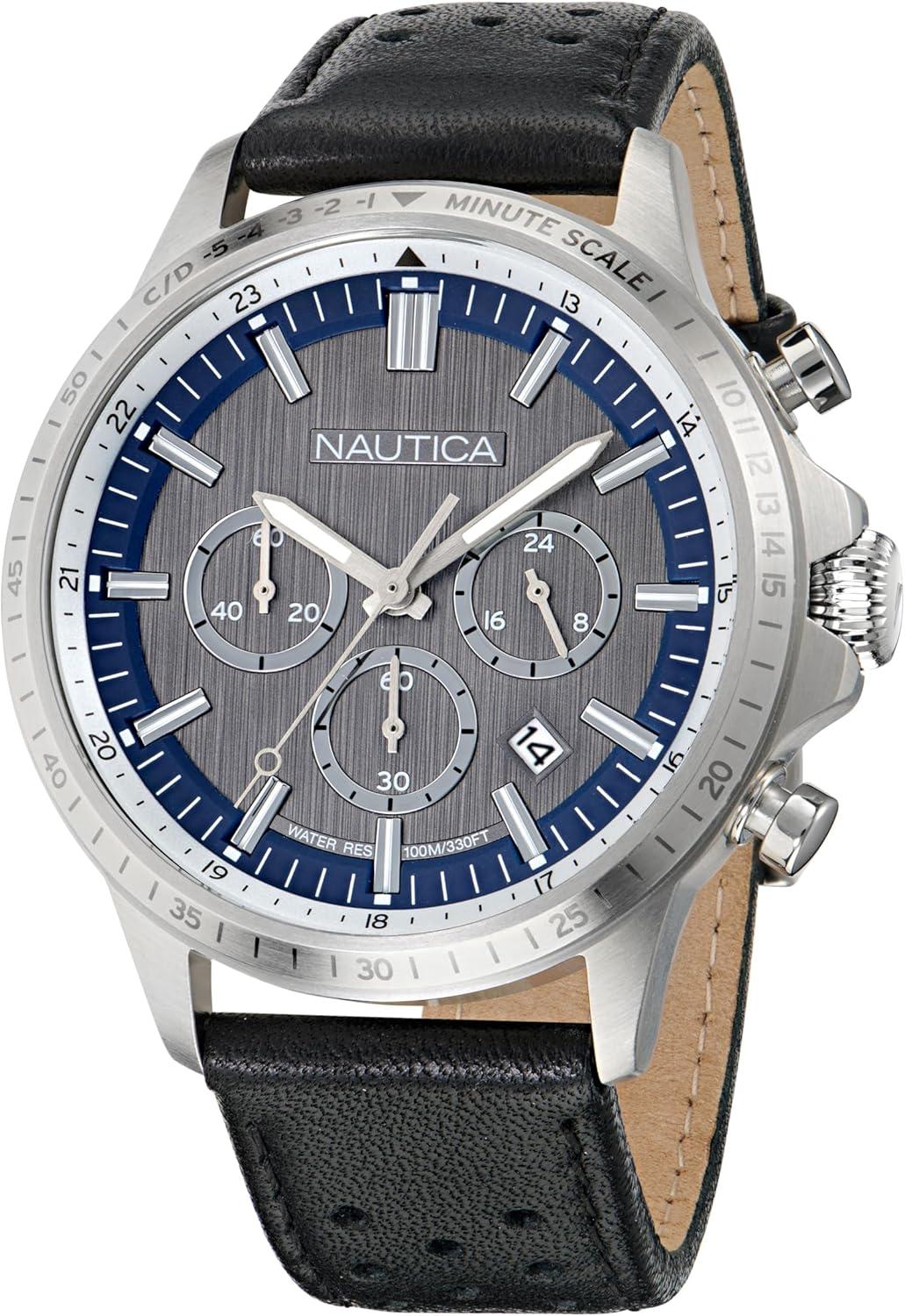 imageNautica Mens NCT Blue Ocean Chronograph WatchBlueBlackSilver