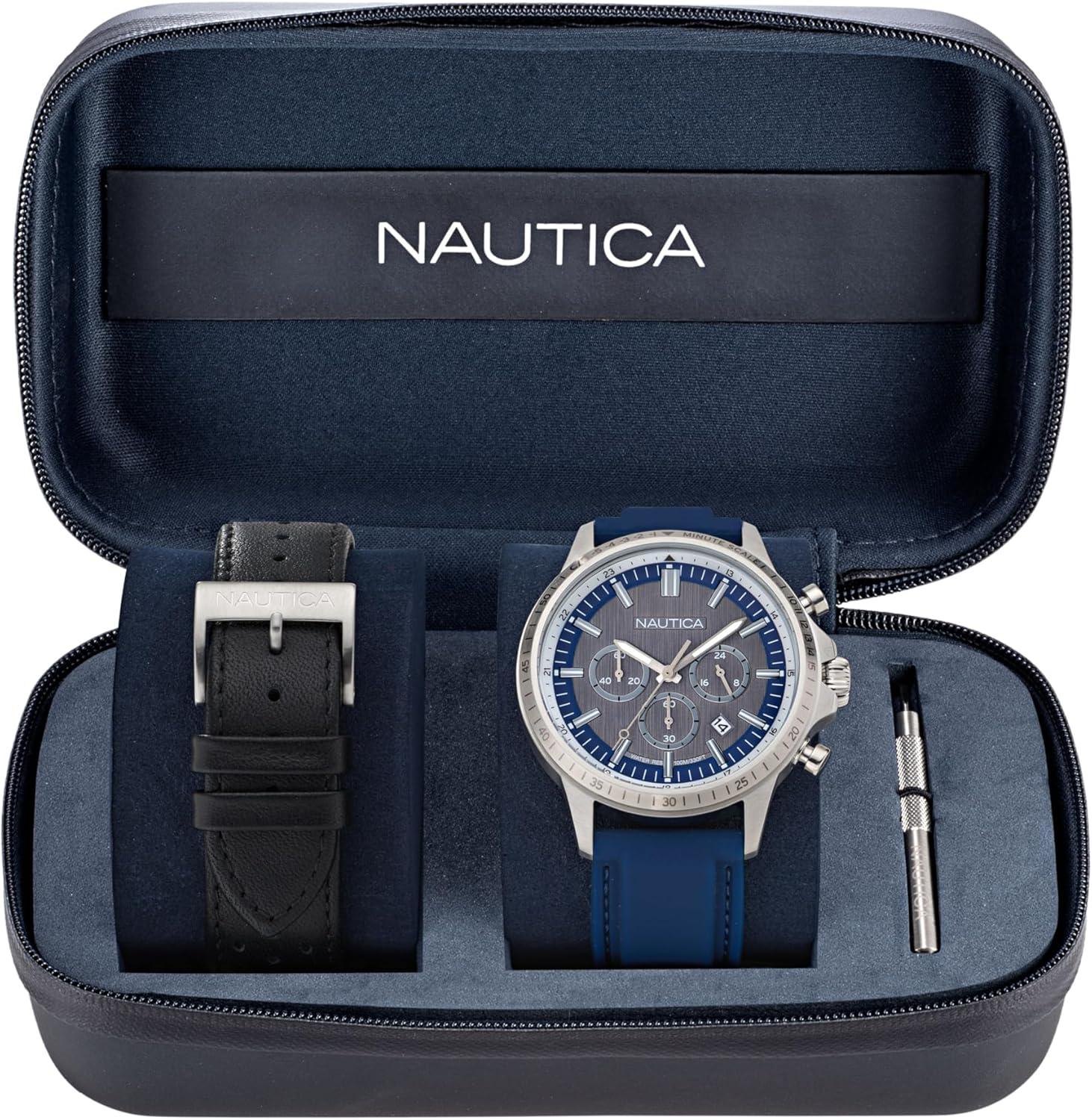 imageNautica Mens NCT Blue Ocean Chronograph WatchBlueBlackSilver