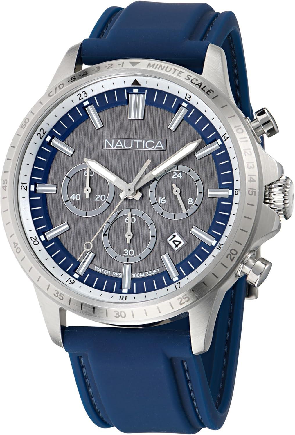 imageNautica Mens NCT Blue Ocean Chronograph WatchBlueBlackSilver
