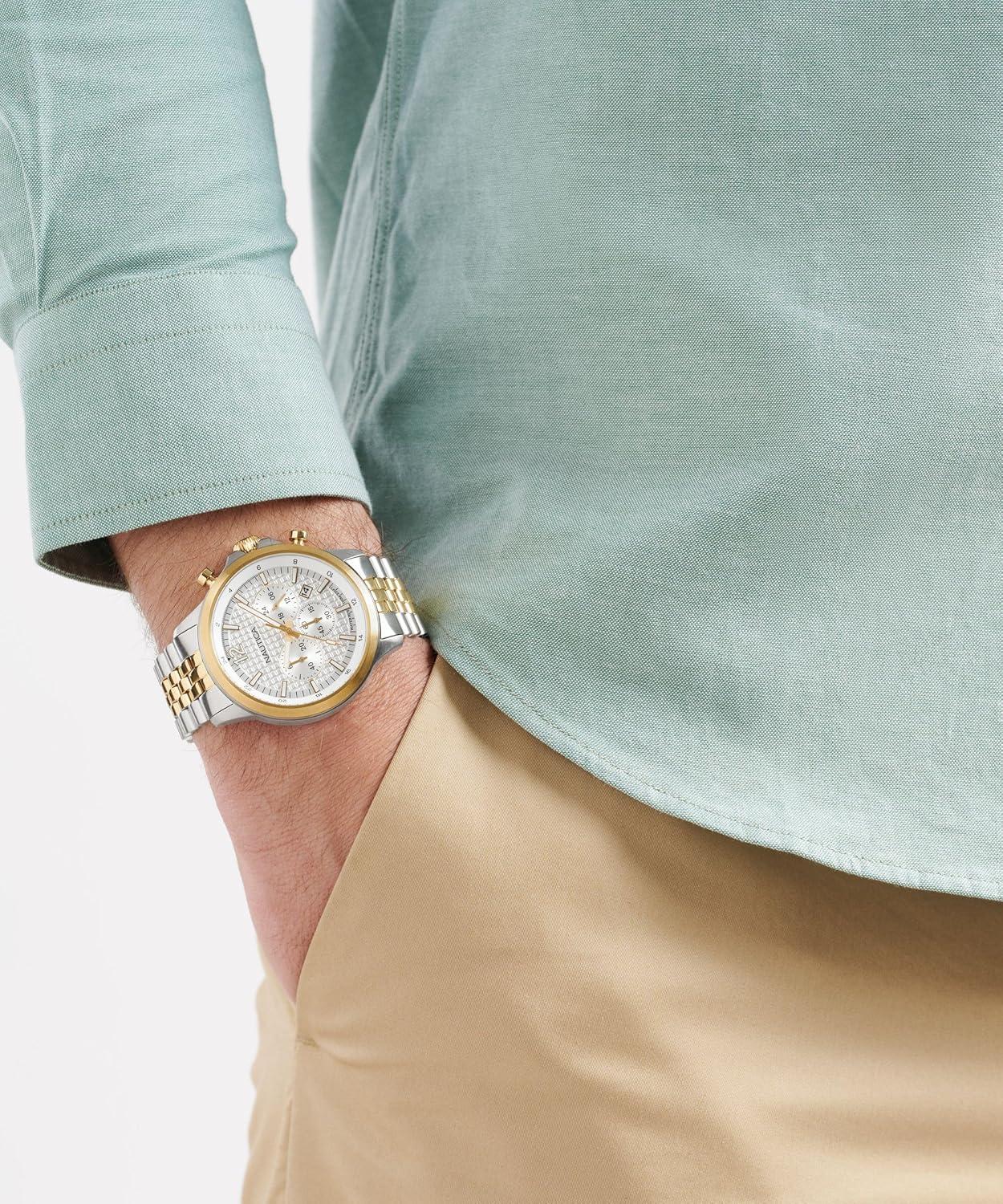 imageNautica Mens NCT Blue Ocean Chronograph WatchGoldSilverWhiteGoldSilver