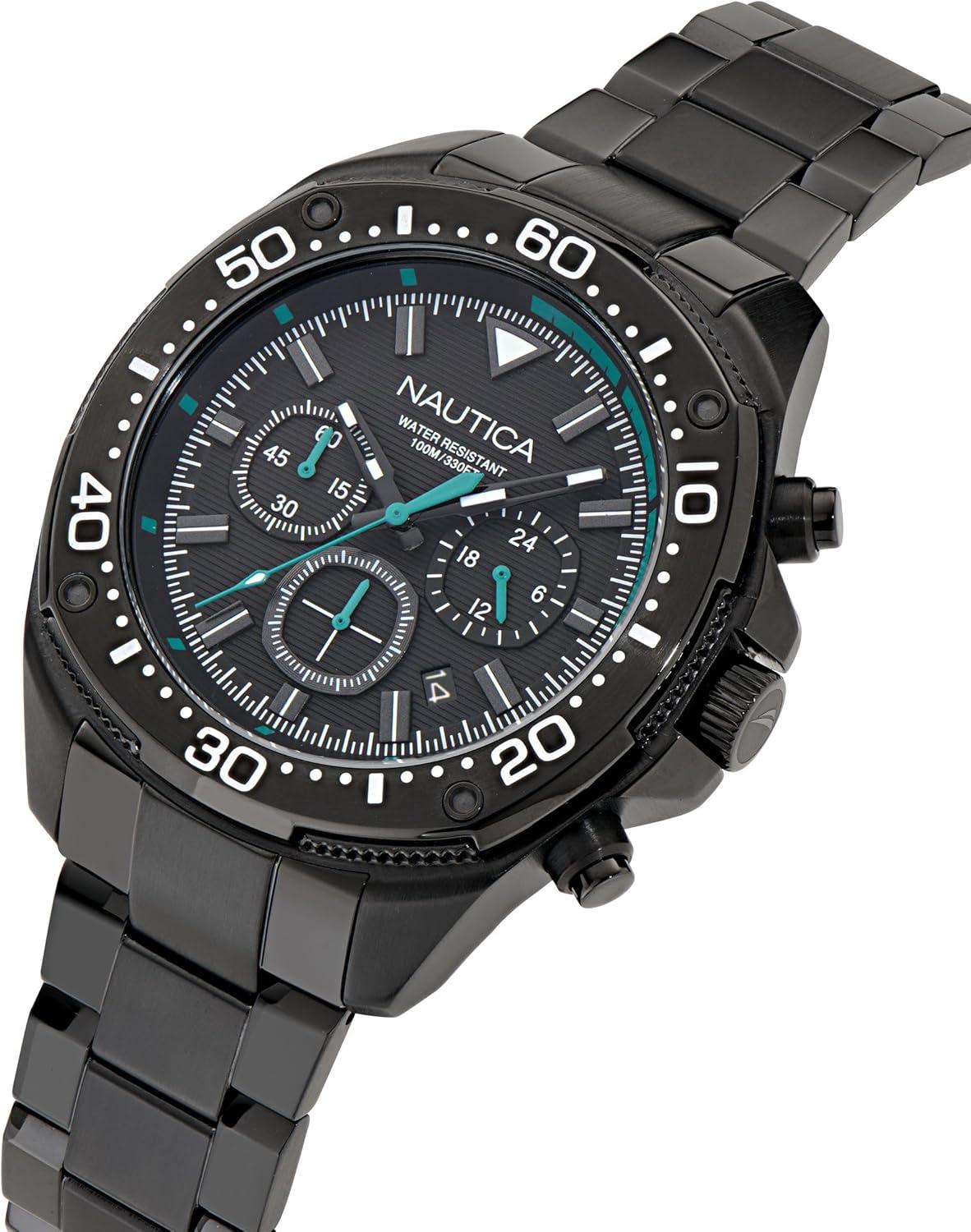 imageNautica Mens NCT Blue Sail Chronograph WatchBlackBlackBlack