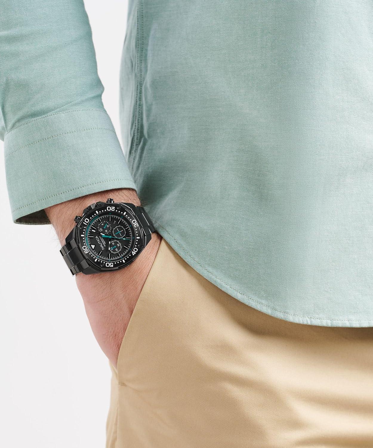 imageNautica Mens NCT Blue Sail Chronograph WatchBlackBlackBlack