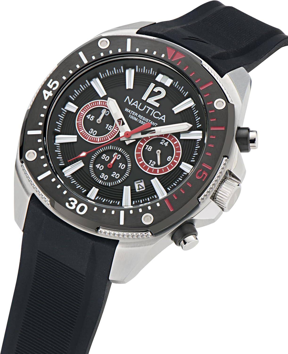 imageNautica Mens NCT Blue Sail Chronograph WatchBlackBlackSilver