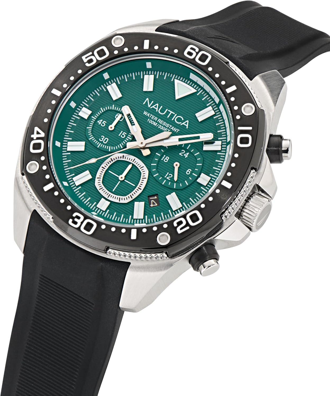 imageNautica Mens NCT Blue Sail Chronograph WatchBlackGreenSilver