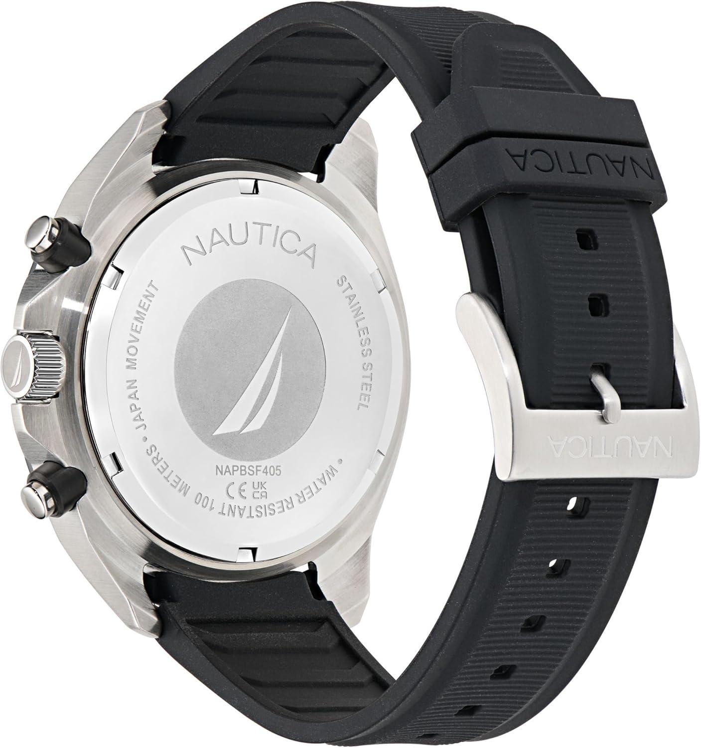imageNautica Mens NCT Blue Sail Chronograph WatchBlackGreenSilver