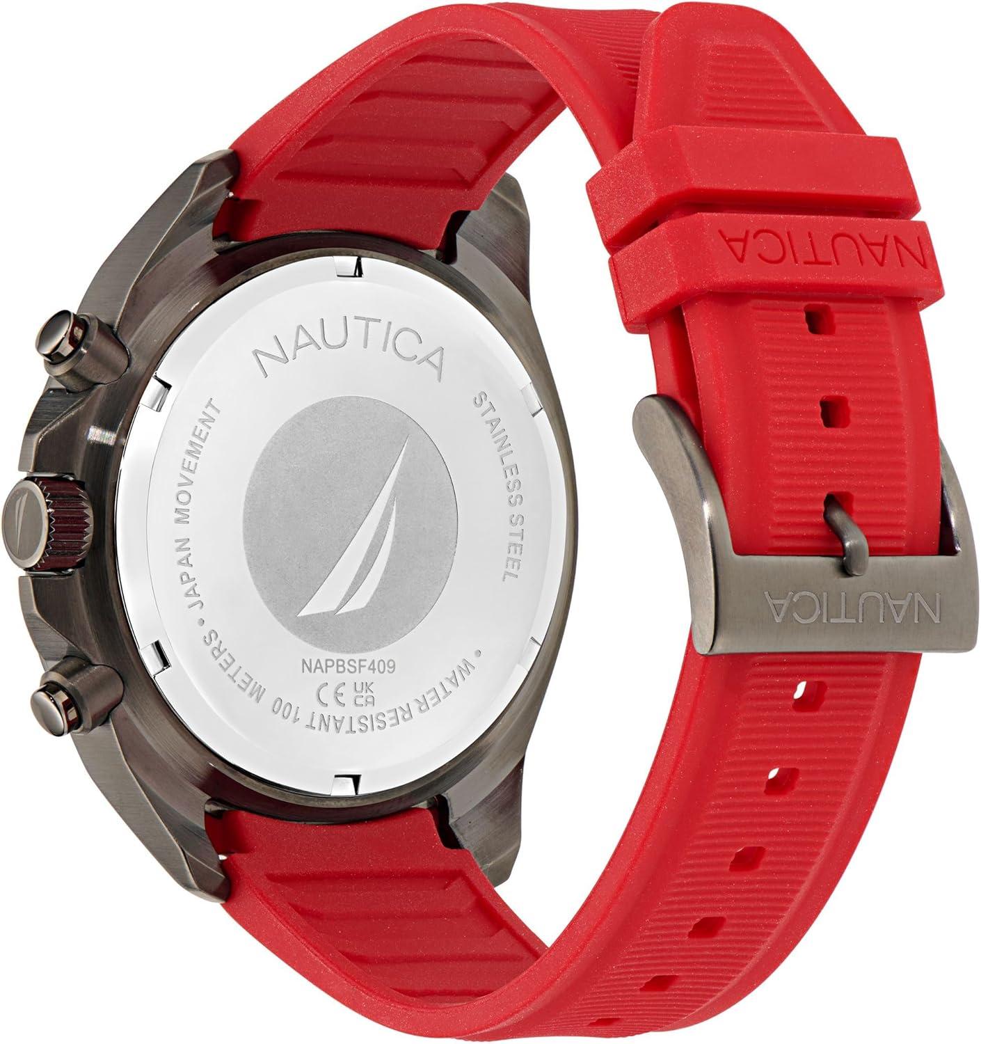 imageNautica Mens NCT Blue Sail Chronograph WatchBlackRedBlackGunmetal