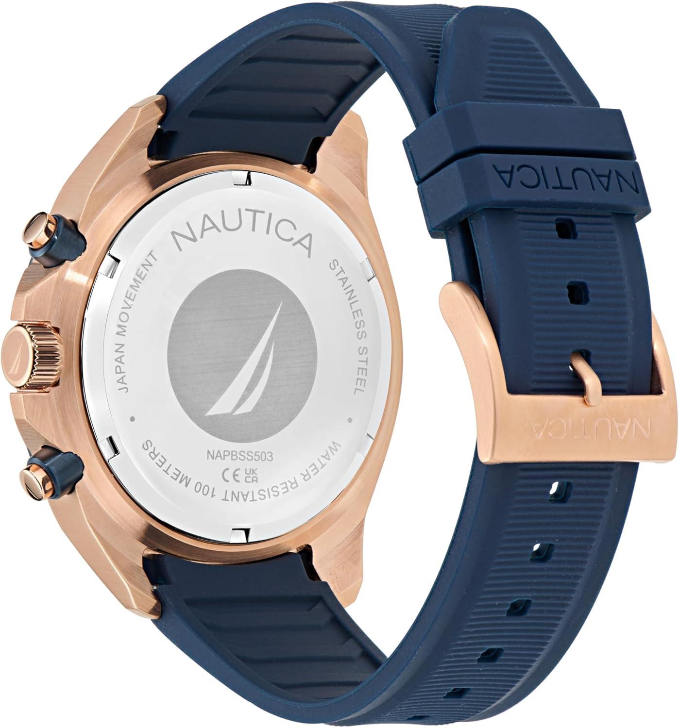 imageNautica Mens NCT Blue Sail Chronograph WatchBlueBlueRose Gold