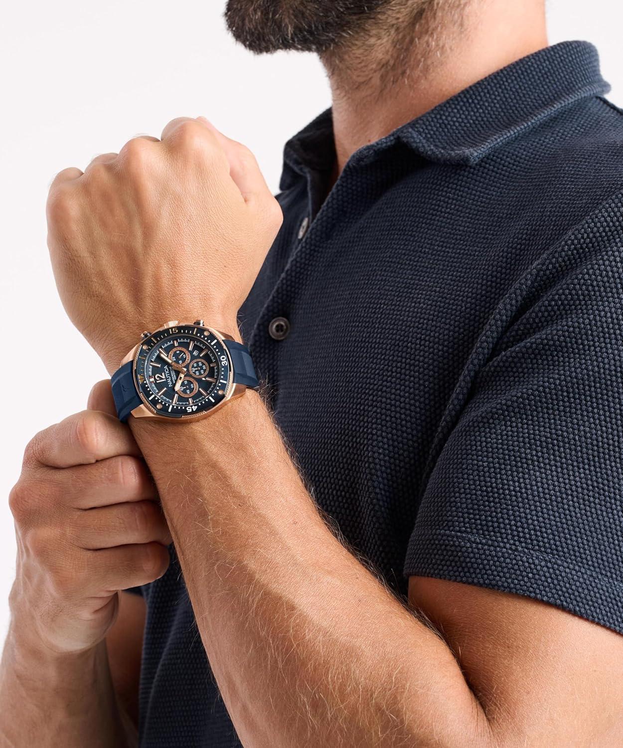 imageNautica Mens NCT Blue Sail Chronograph WatchBlueBlueRose Gold