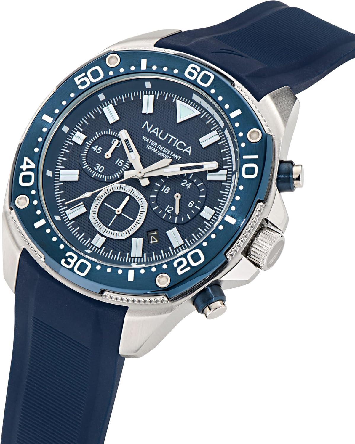 imageNautica Mens NCT Blue Sail Chronograph WatchBlueBlueSilver