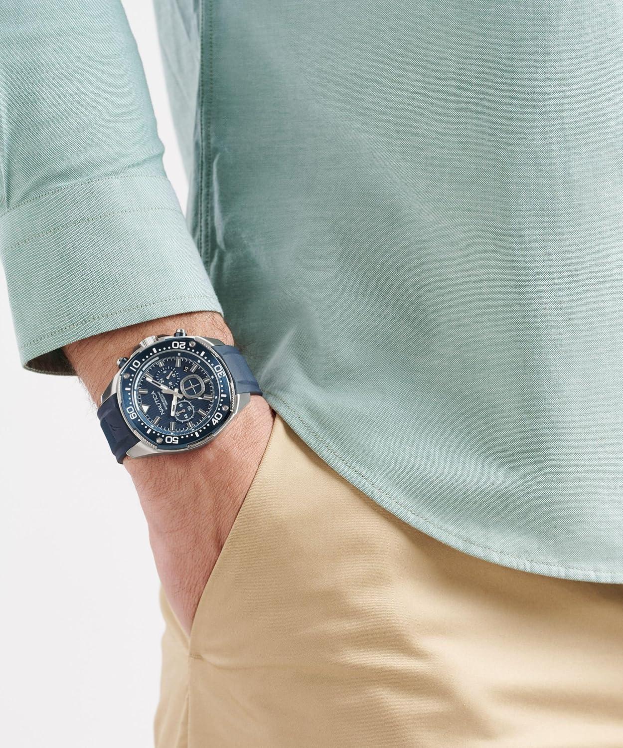 imageNautica Mens NCT Blue Sail Chronograph WatchBlueBlueSilver