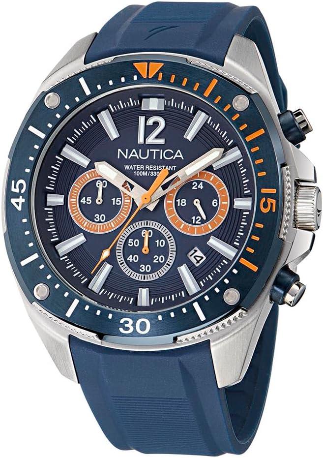 imageNautica Mens NCT Blue Sail Chronograph WatchBlueOrangeBlueSilver