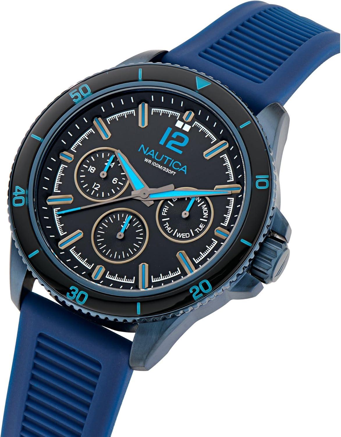 imageNautica Mens NCT Windrose 46mm WatchBlueBlackBlue