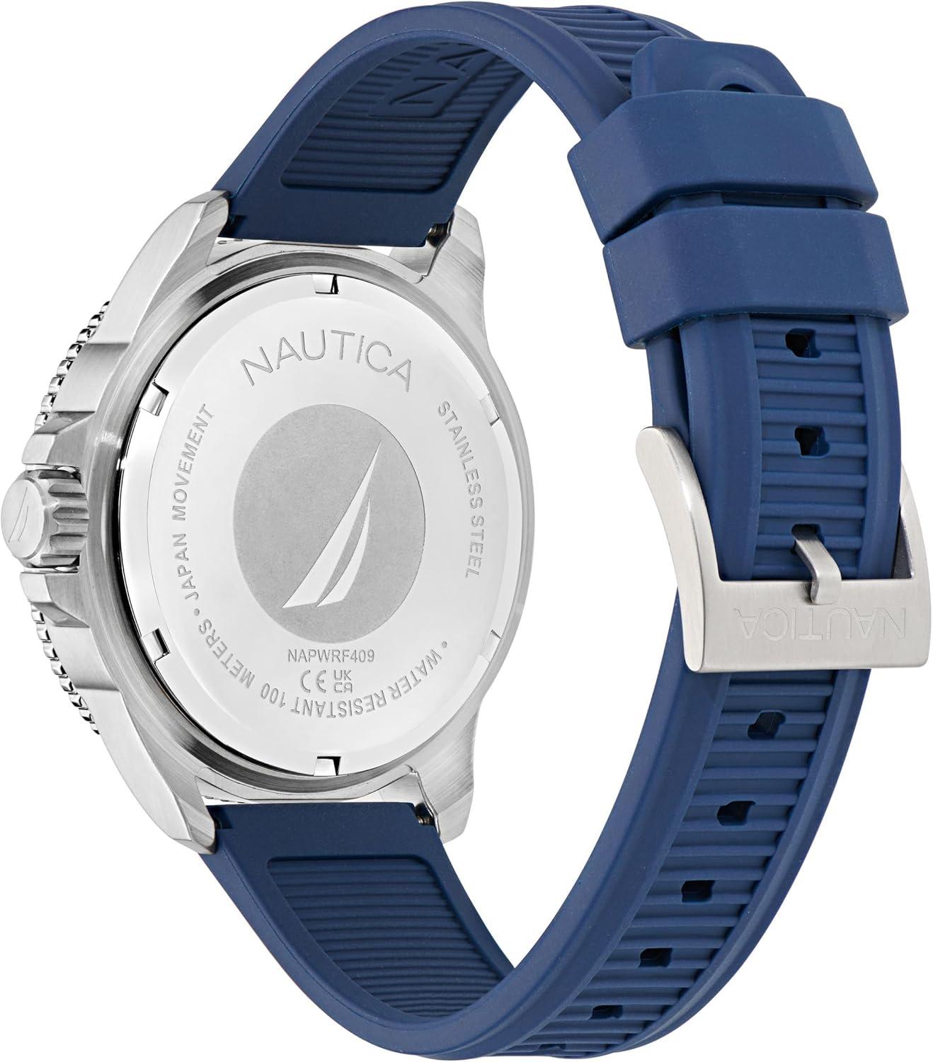 imageNautica Mens NCT Windrose 46mm WatchBlueBlackBlueSilver