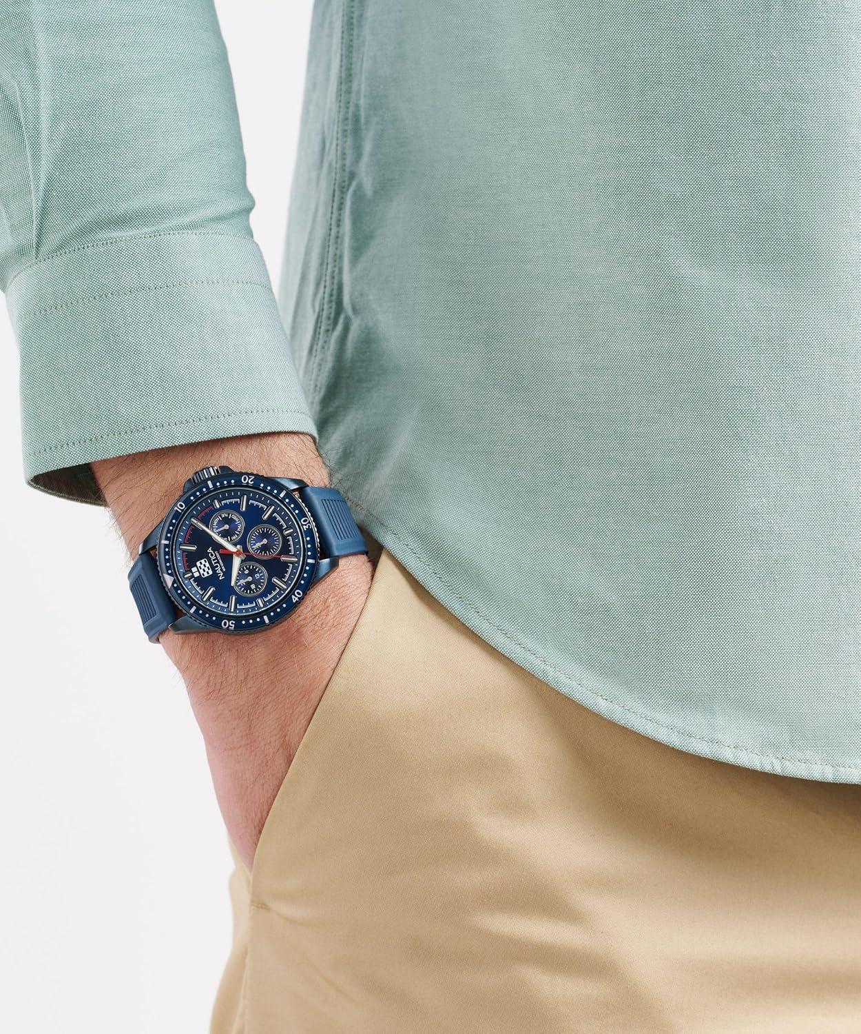 imageNautica Mens NCT Windrose 46mm WatchBlueRedBlueBlue