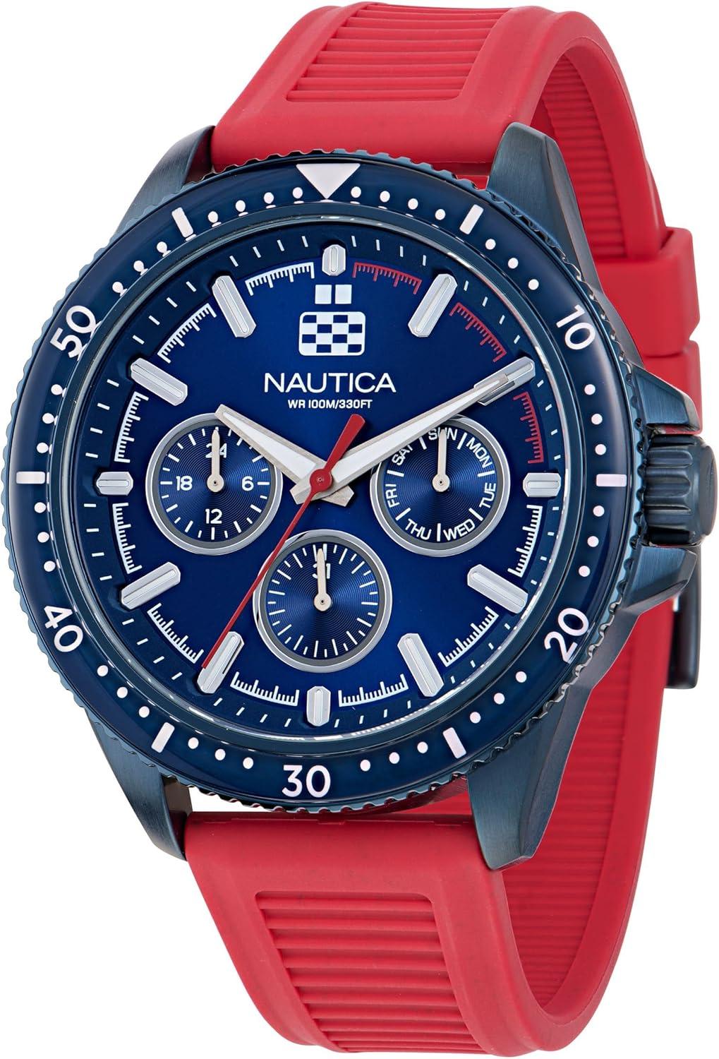 imageNautica Mens NCT Windrose 46mm WatchBlueRedBlueBlue