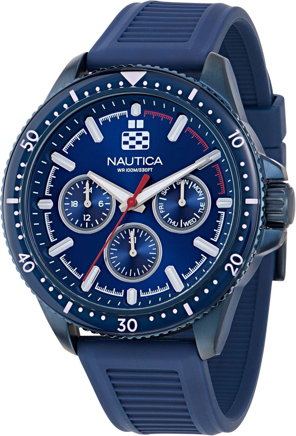 imageNautica Mens NCT Windrose 46mm WatchBlueRedBlueBlue