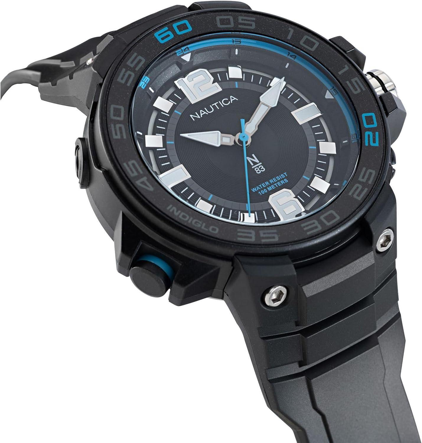 imageNautica Mens NS3 Sporty WatchBlackBlackBlack
