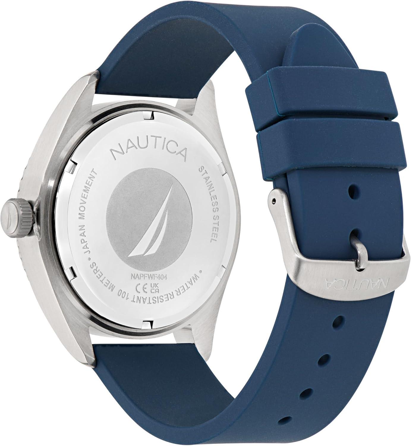 imageNautica Mens NS3 Sporty WatchBlueBlueRedSilver