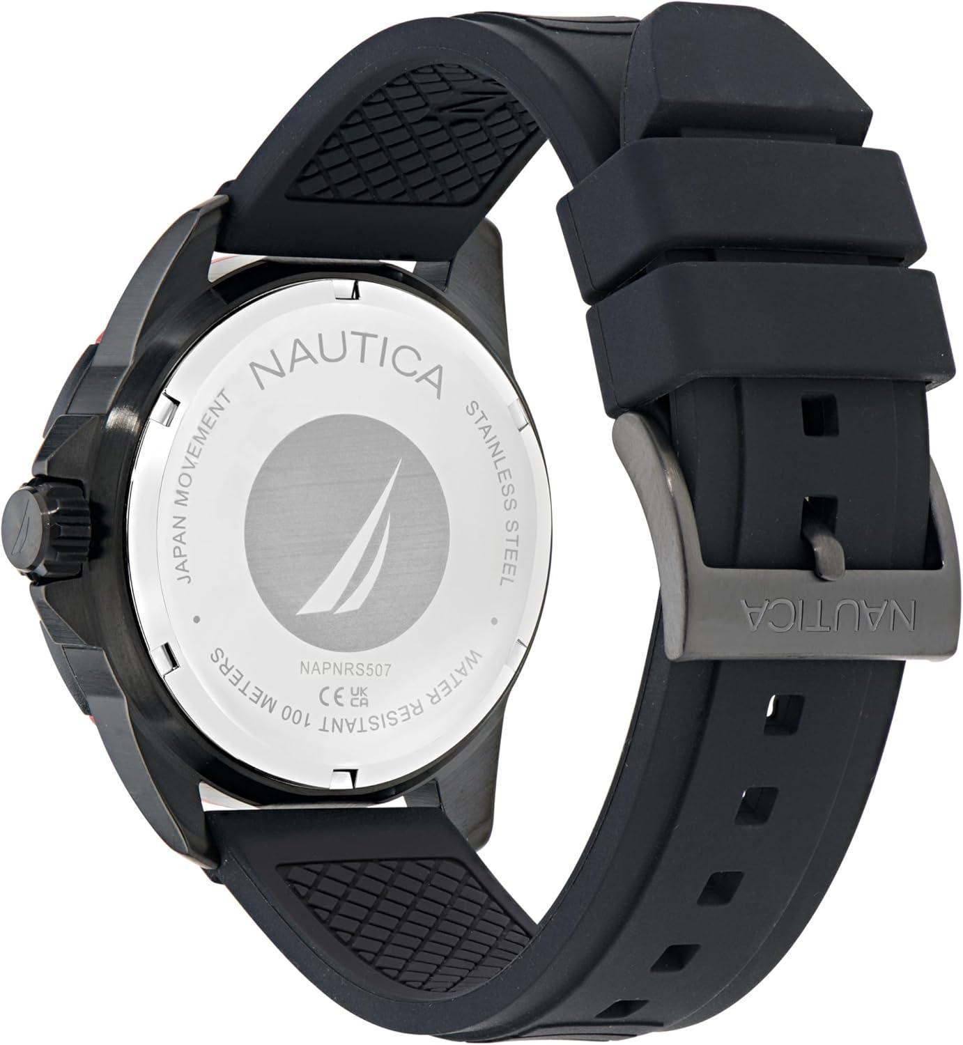 imageNautica Mens NSR Silicone WatchBlackBlackBlack