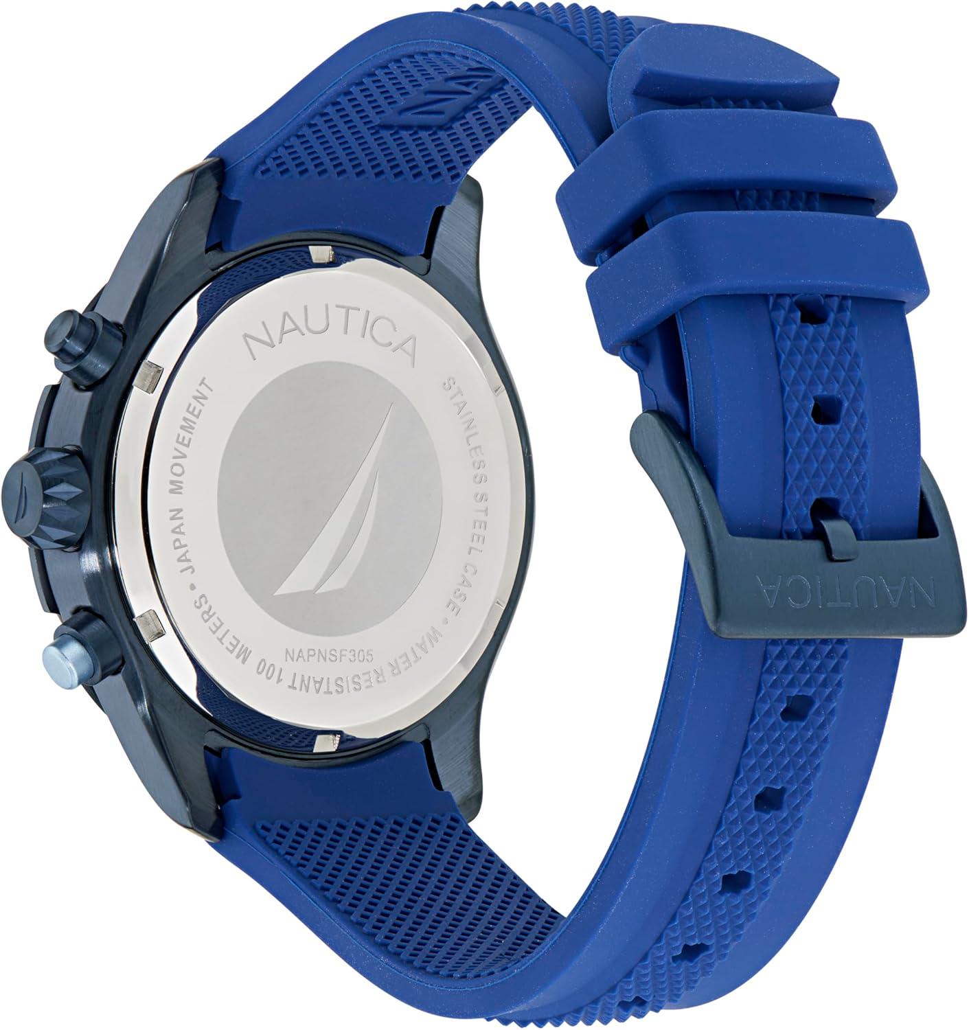 imageNautica Mens NST Chronograph 46mm WatchBlueBlueBlue