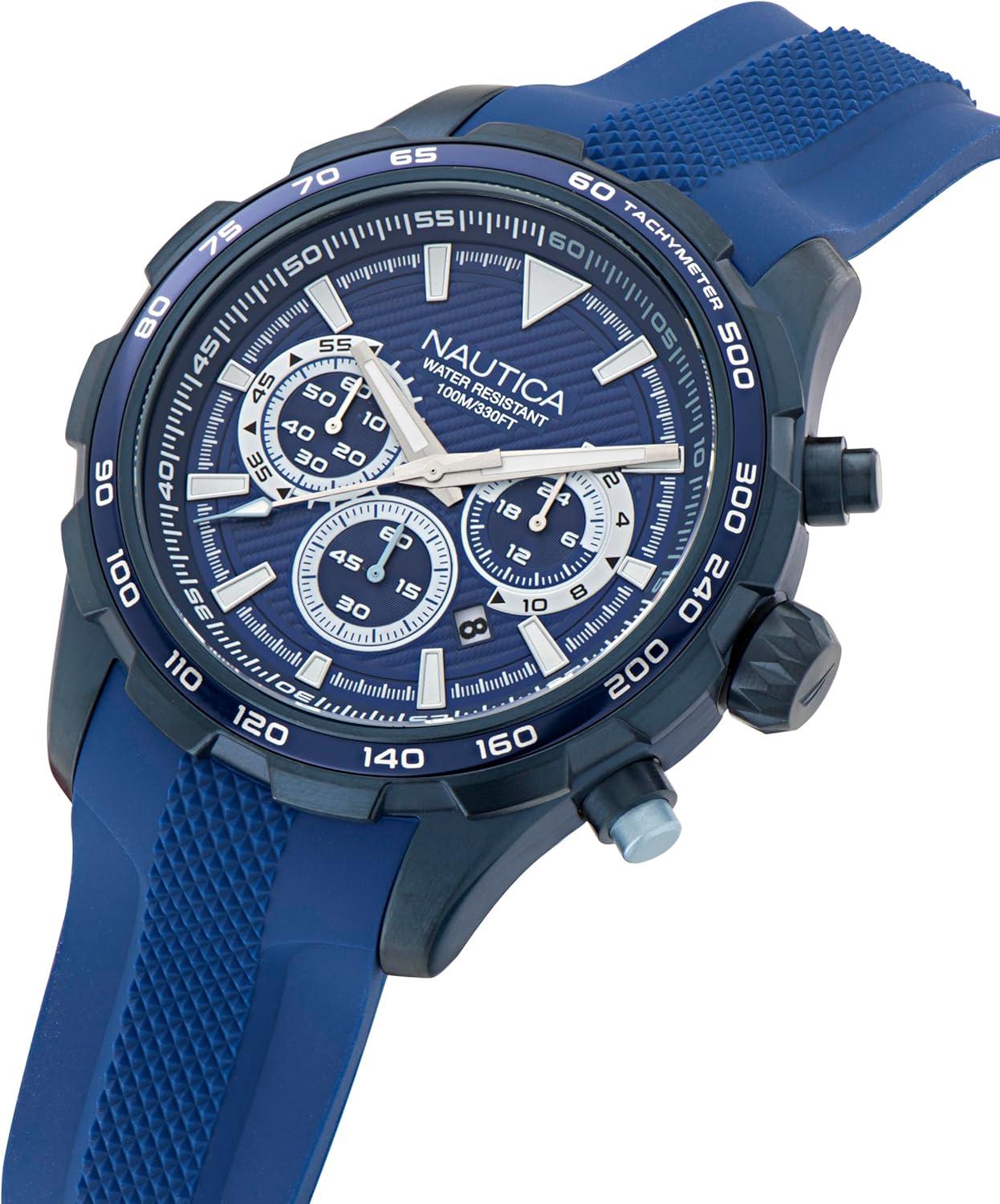 imageNautica Mens NST Chronograph 46mm WatchBlueBlueBlue