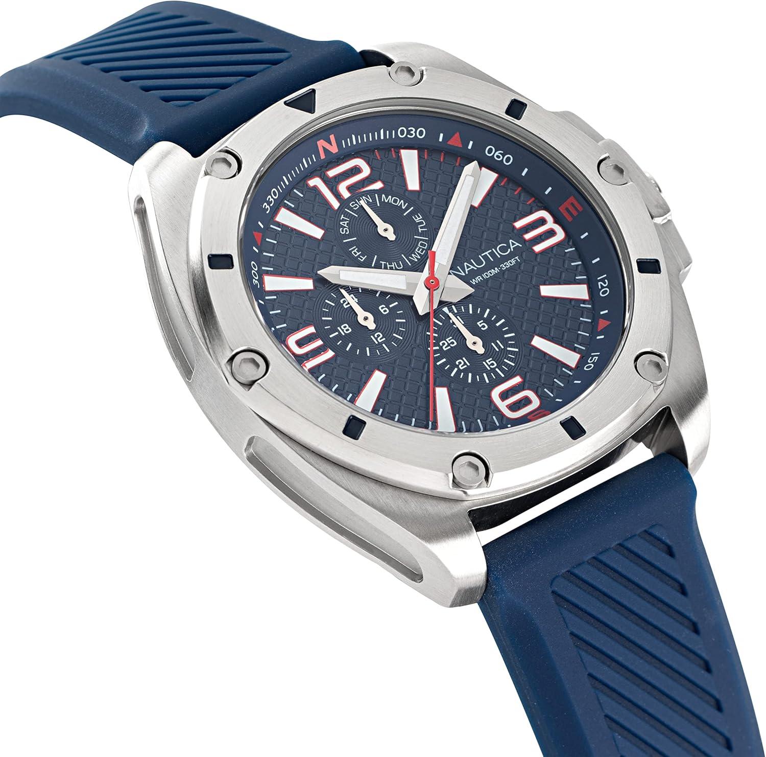imageNautica Mens Tin Can Bay WatchBlueBlueSilver