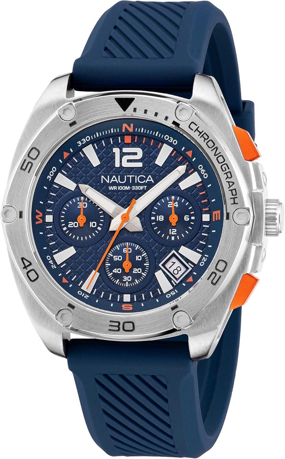 imageNautica Mens Tin Can Bay WatchSilverBlueSilver