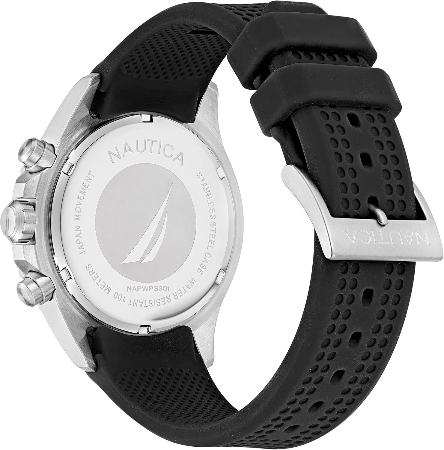 imageNautica Mens Westport WatchBlackBlackSilver