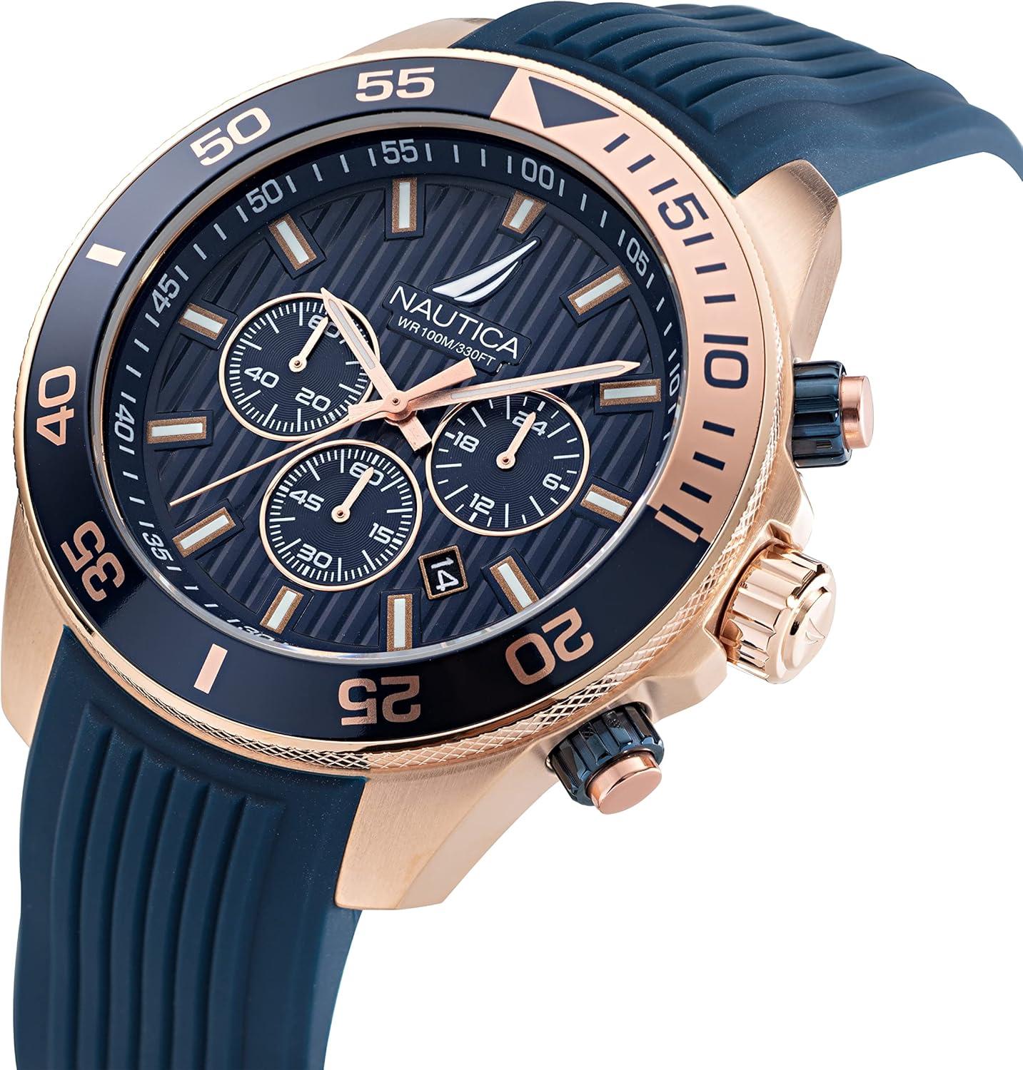 imageNautica One Mens WatchBlueBlueRose Gold