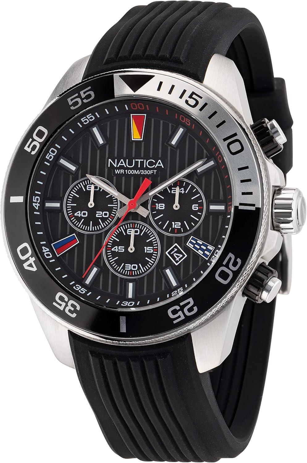 imageNautica One Mens WatchSilverBlackSilver