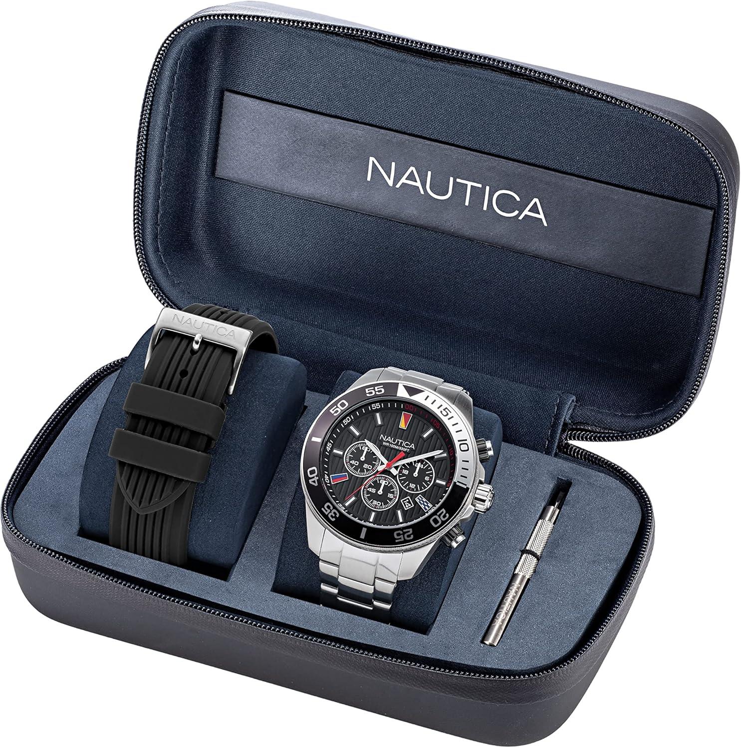 imageNautica One Mens WatchSilverBlackSilver