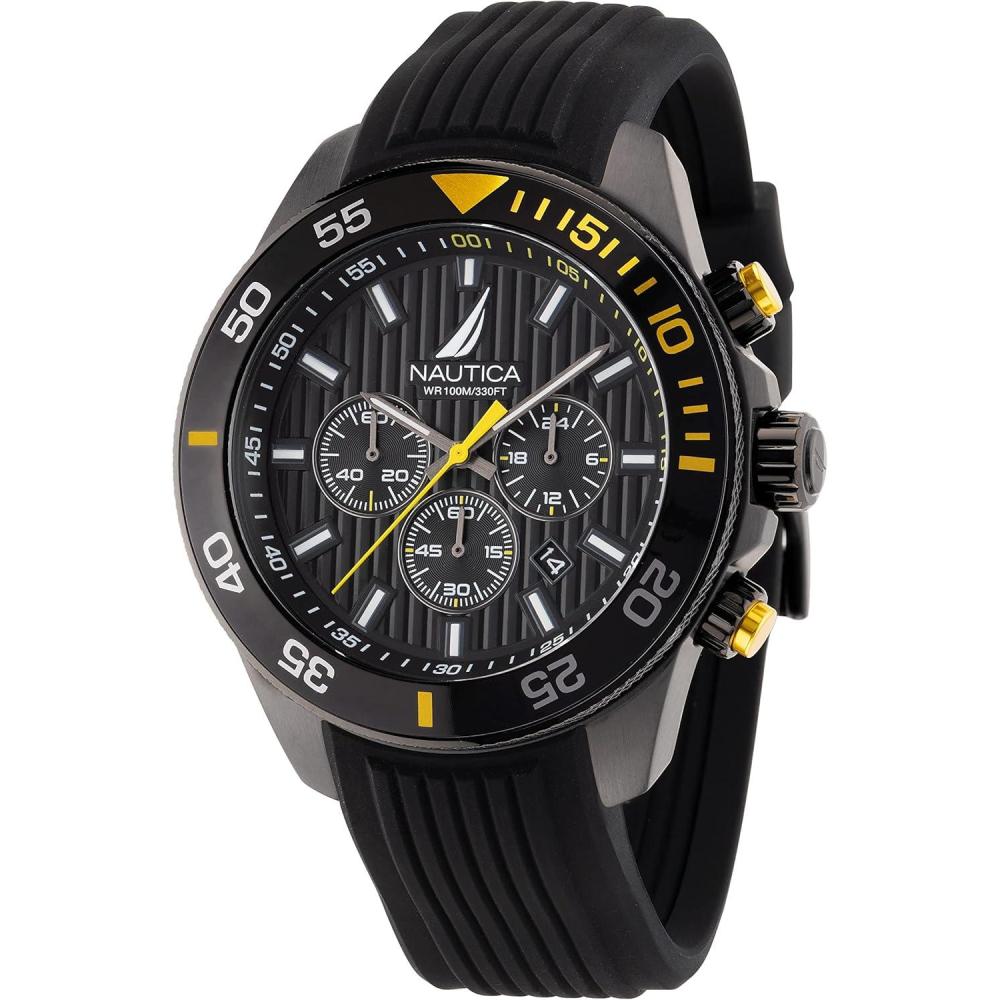 imageNautica Mens NAPNOS302 Nautica One Black Silicone Strap Watch