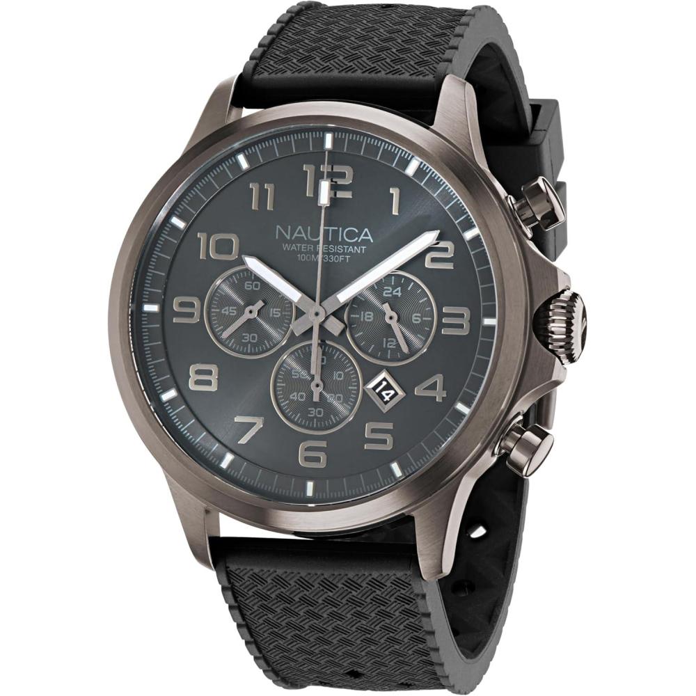 imageNautica Mens NCT Blue Ocean Chronograph WatchBlackBlackGunmetal