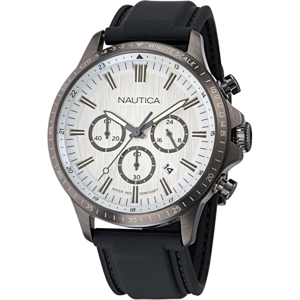 imageNautica Mens NCT Blue Ocean Chronograph WatchBlackSilverGunmetal
