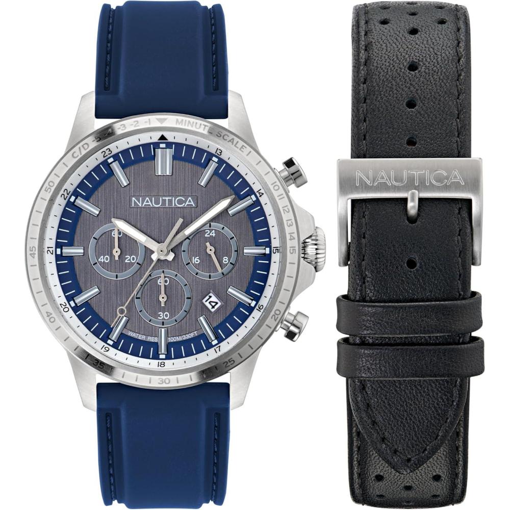 imageNautica Mens NCT Blue Ocean Chronograph WatchBlueBlackSilver