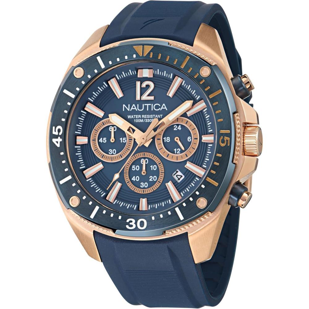 imageNautica Mens NCT Blue Sail Chronograph WatchBlueBlueRose Gold