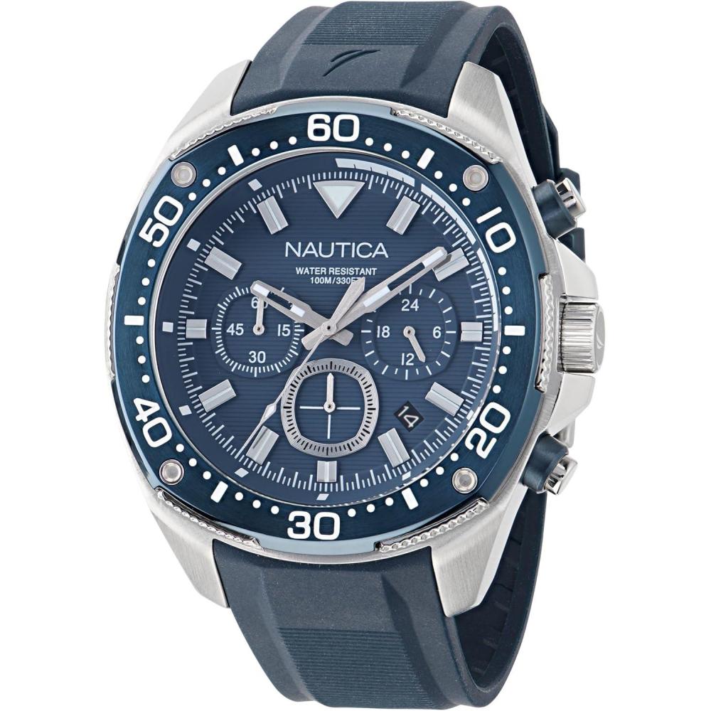 imageNautica Mens NCT Blue Sail Chronograph WatchBlueBlueSilver