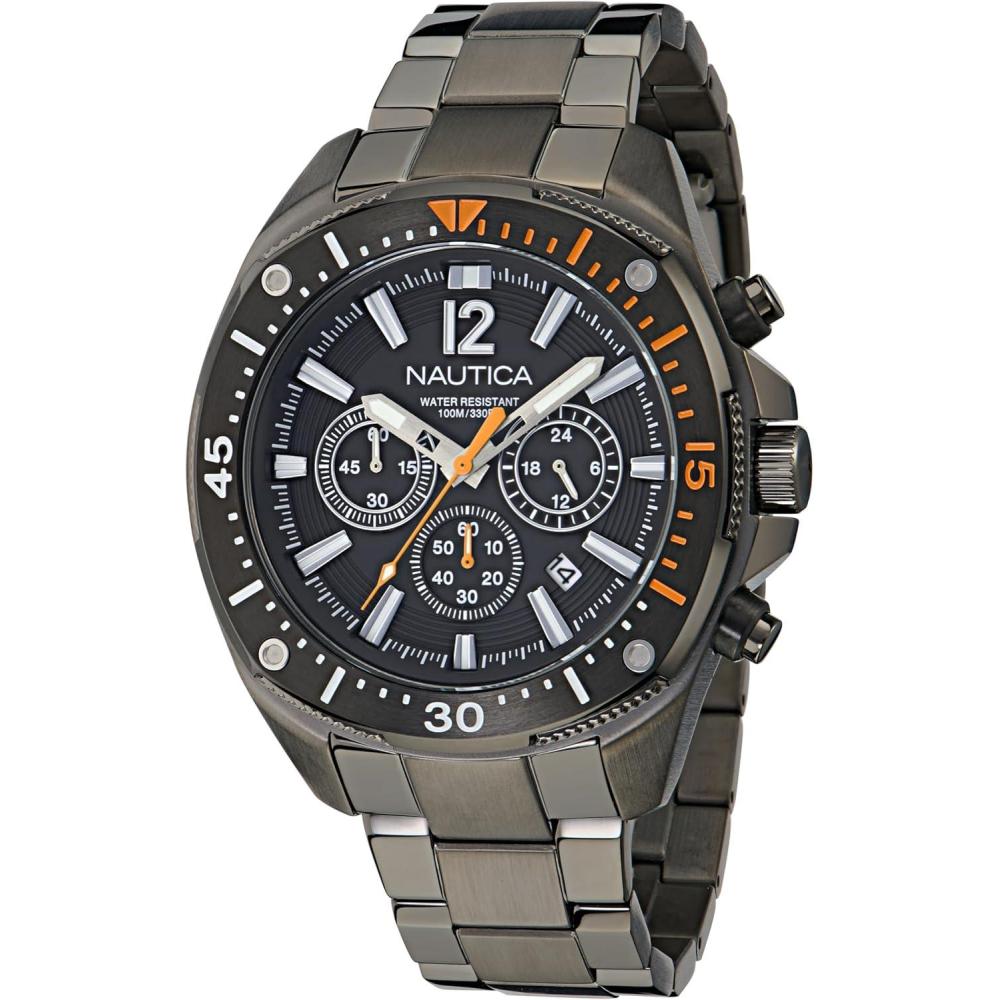 imageNautica Mens NCT Blue Sail Chronograph WatchGunmetalGrayGunmetal