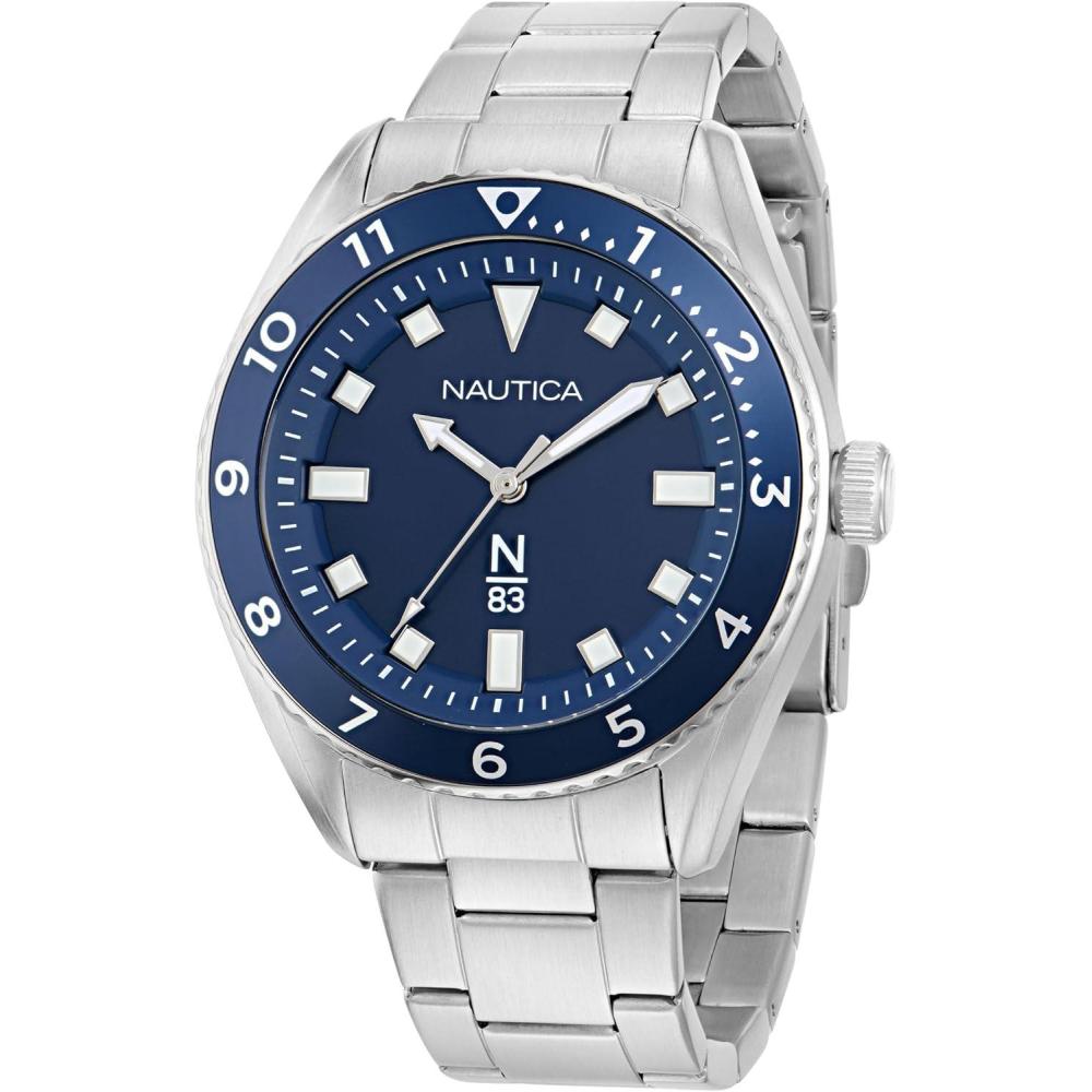 imageNautica Mens NS3 Sporty WatchSilverBlueSilver
