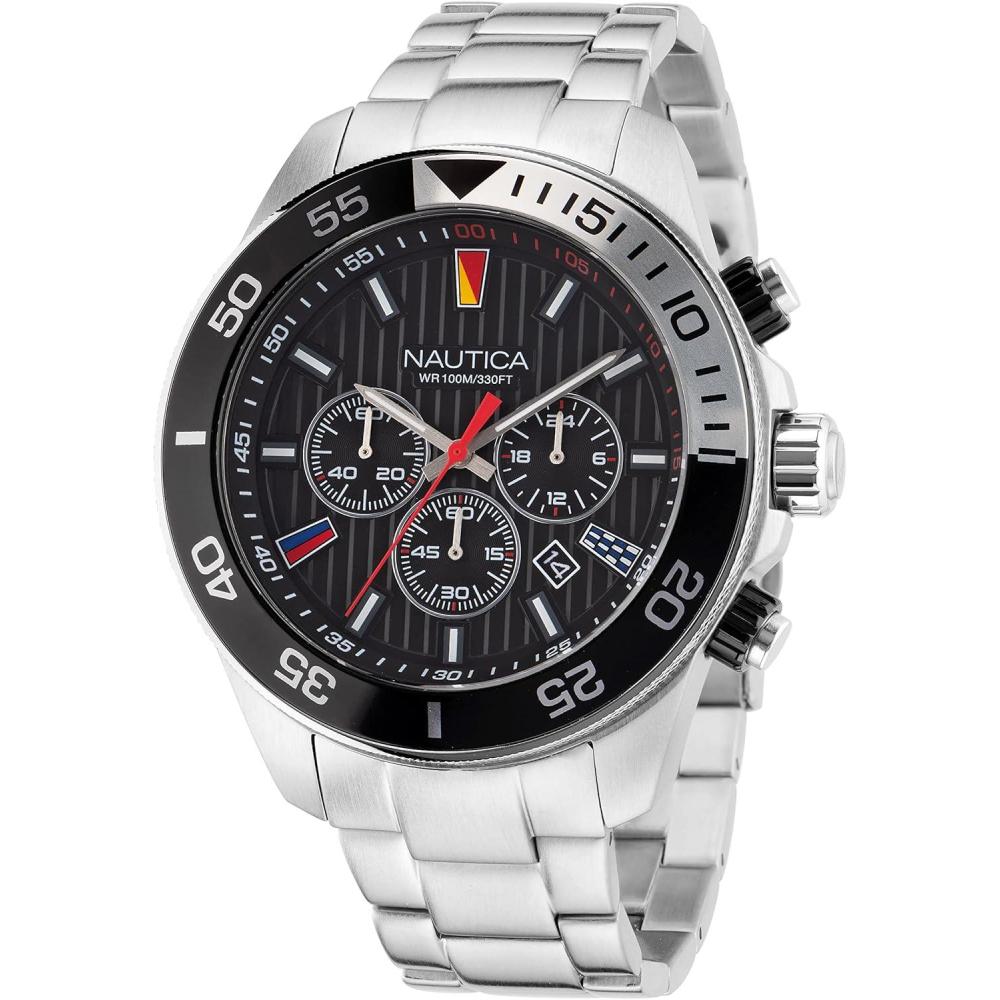 imageNautica One Mens WatchSilverBlackSilver
