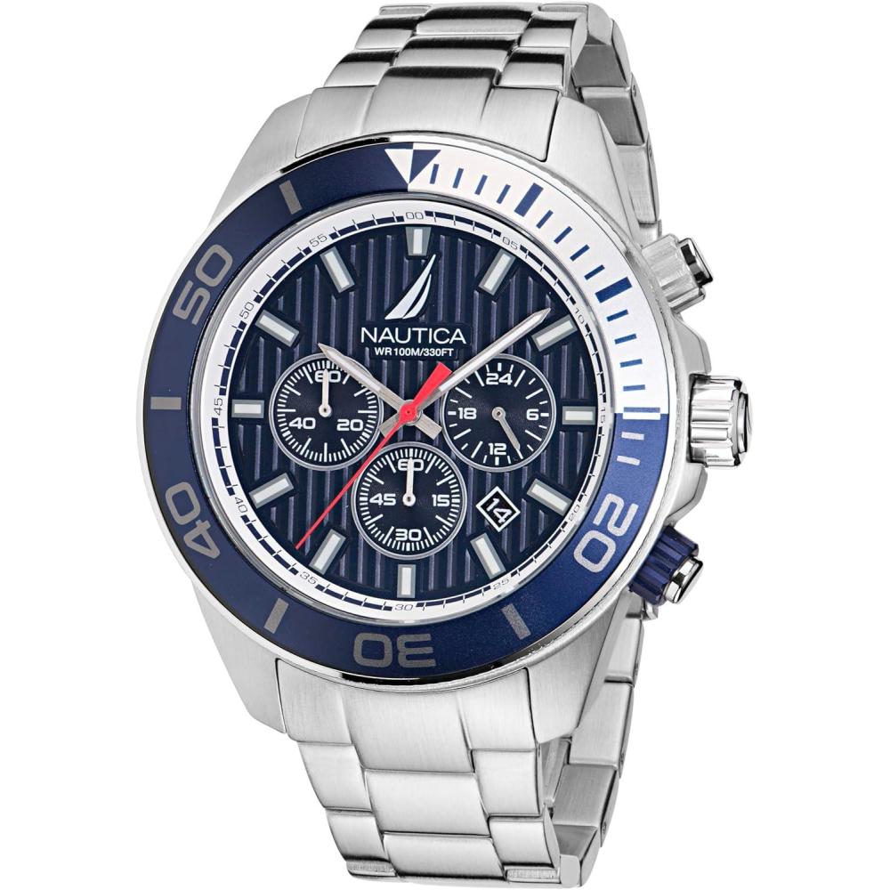 imageNautica One Mens WatchSilverWhiteSilver
